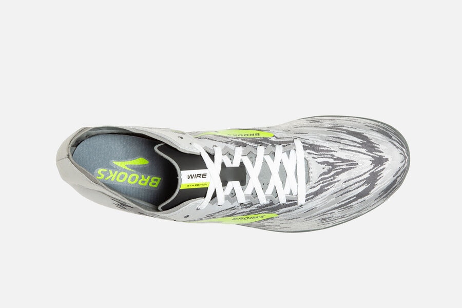 Brooks Wire v6 Spikes Shoes Mens - Grey/Green - YARVS-9546